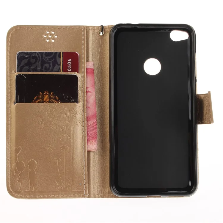 Dandelion Lovers Leather Magnetic Wallet Shell for Huawei P8 Lite (2017)/Honor 8 Lite - Gold