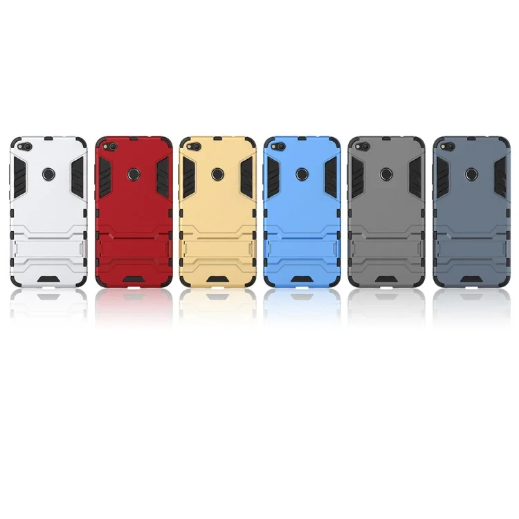Plastic + TPU Hybrid Cover Shell with Kickstand for Huawei P8 Lite (2017)/Honor 8 Lite - Dark Blue