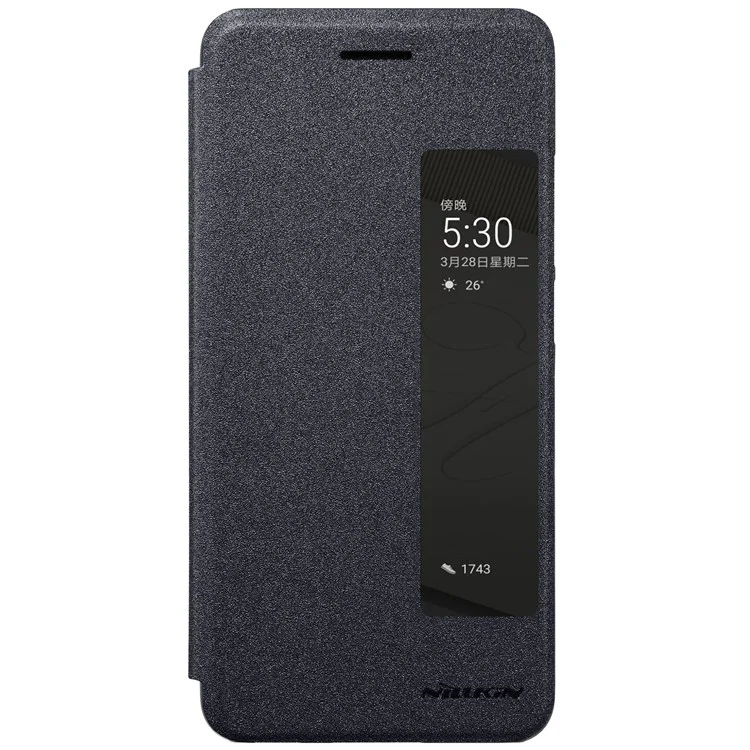 NILLKIN Sparkle Series View Window Leather Smart Cover for Huawei P10 - Black
