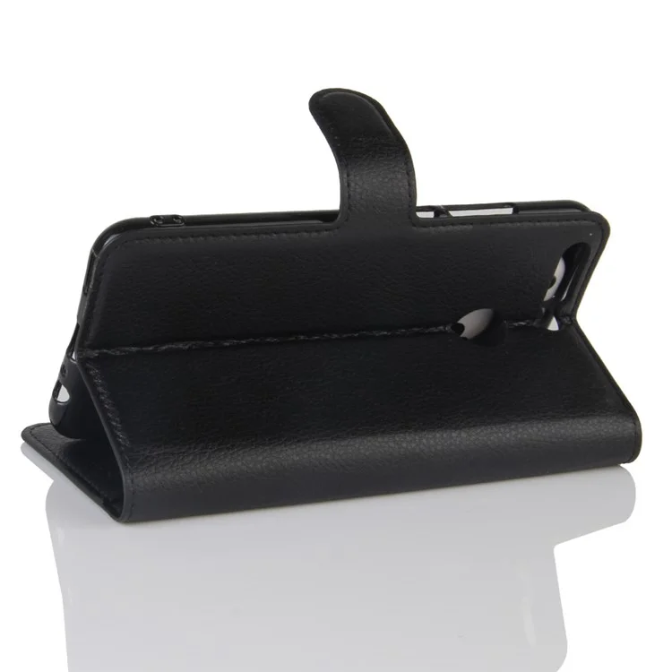 Litchi Grain Card Holder Wallet Leather Case for Huawei Honor 8 Pro / Honor V9 - Black