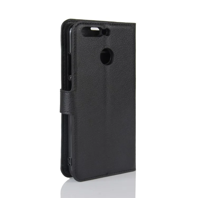 Litchi Grain Card Holder Wallet Leather Case for Huawei Honor 8 Pro / Honor V9 - Black