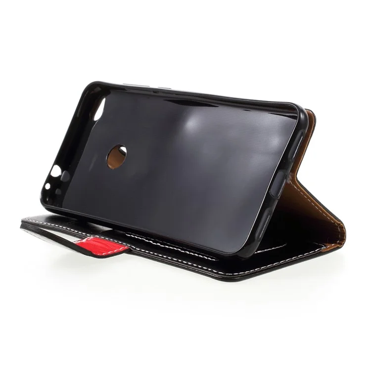 For Huawei P8 Lite (2017) / Honor 8 Lite Graceful Series Stitching Leather Wallet Phone Case - Black