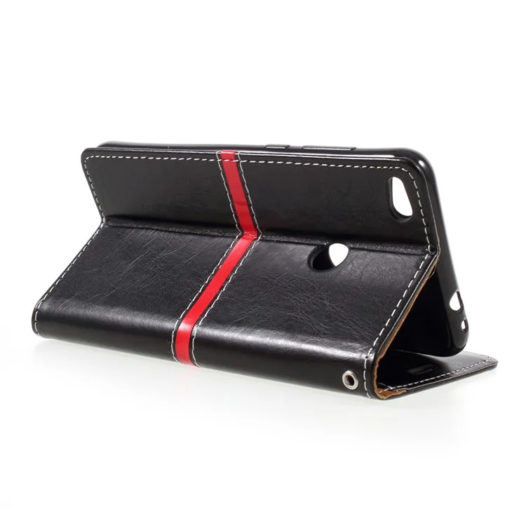 For Huawei P8 Lite (2017) / Honor 8 Lite Graceful Series Stitching Leather Wallet Phone Case - Black