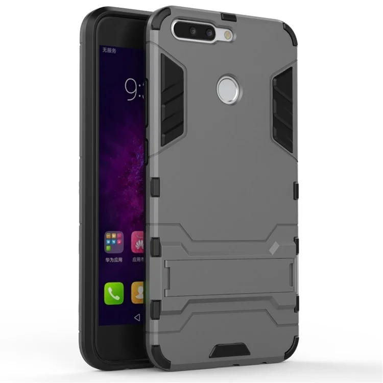 Cool Plastic TPU Hybrid Cell Phone Cover with Kickstand for Huawei Honor 8 Pro / Honor V9 - Grey
