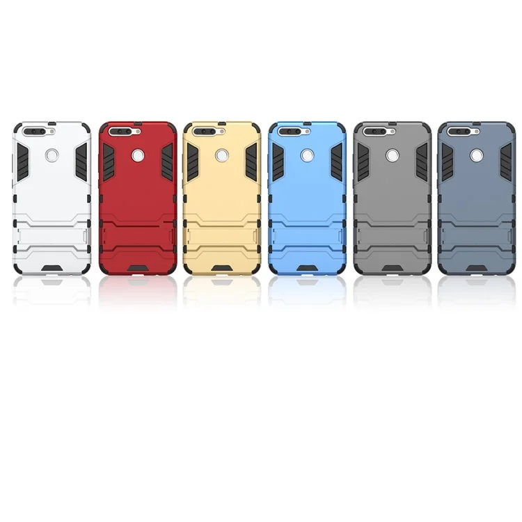Cool Plastic TPU Hybrid Cell Phone Cover with Kickstand for Huawei Honor 8 Pro / Honor V9 - Grey