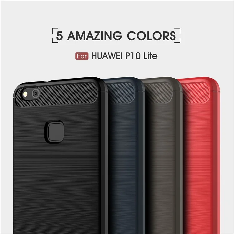 Carbon Fibre Brushed TPU Phone Shell for Huawei P10 Lite - Grey