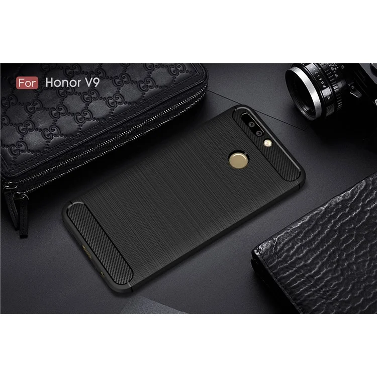 Carbon Fibre Brushed TPU Case for Huawei Honor 8 Pro / Honor V9 - Black