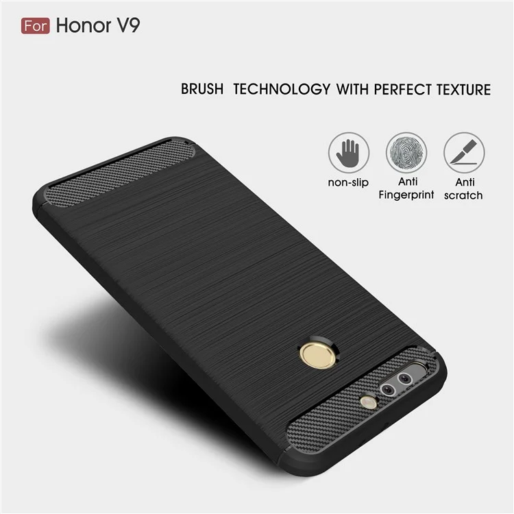 Carbon Fibre Brushed TPU Case for Huawei Honor 8 Pro / Honor V9 - Black