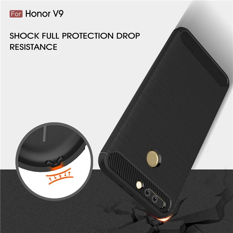 Carbon Fibre Brushed TPU Case for Huawei Honor 8 Pro / Honor V9 - Black