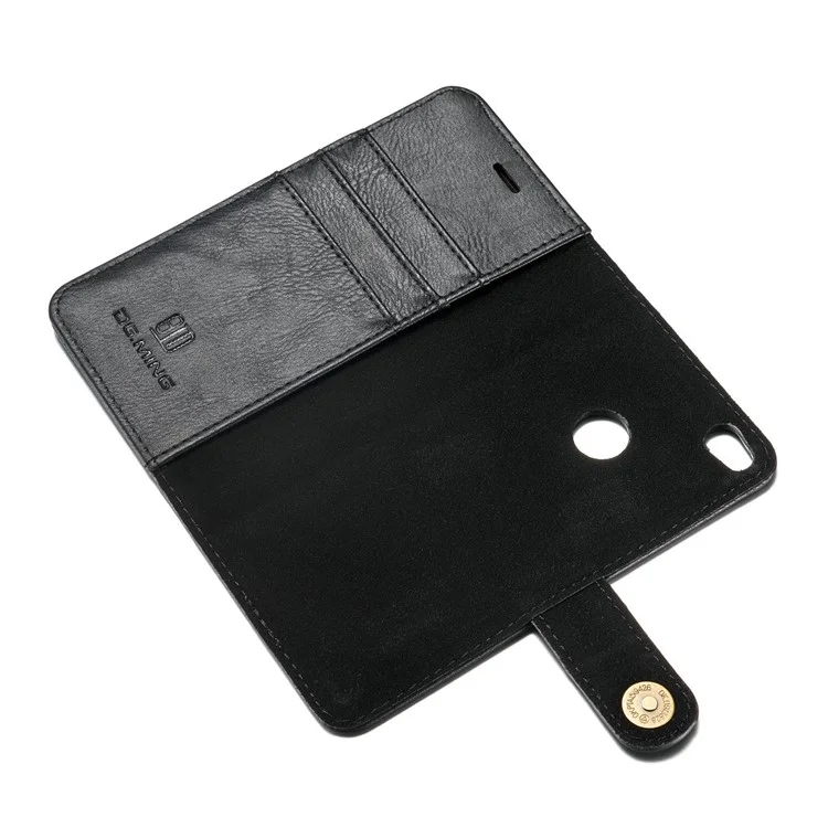 DG.MING Detachable 2 in 1 Split Leather Wallet Phone Case for Huawei P8 Lite (2017) / Honor 8 Lite - Black