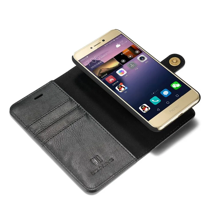 DG.MING Detachable 2 in 1 Split Leather Wallet Phone Case for Huawei P8 Lite (2017) / Honor 8 Lite - Black