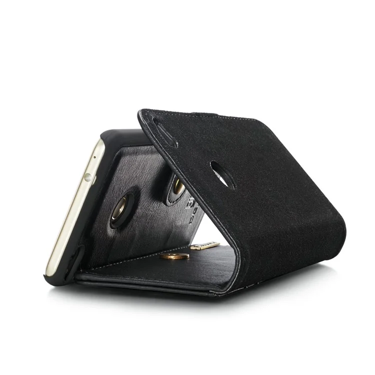 DG.MING Detachable 2 in 1 Split Leather Wallet Phone Case for Huawei P8 Lite (2017) / Honor 8 Lite - Black