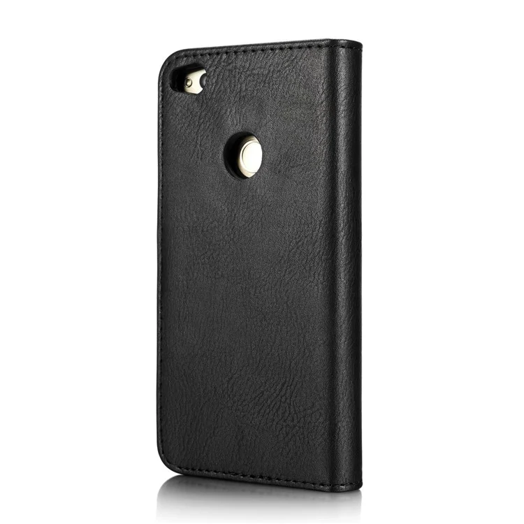 DG.MING Detachable 2 in 1 Split Leather Wallet Phone Case for Huawei P8 Lite (2017) / Honor 8 Lite - Black