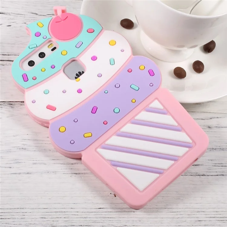 3D Cherry Ice Cream Soft Silicone Mobile Cover for Huawei P10 - Pink
