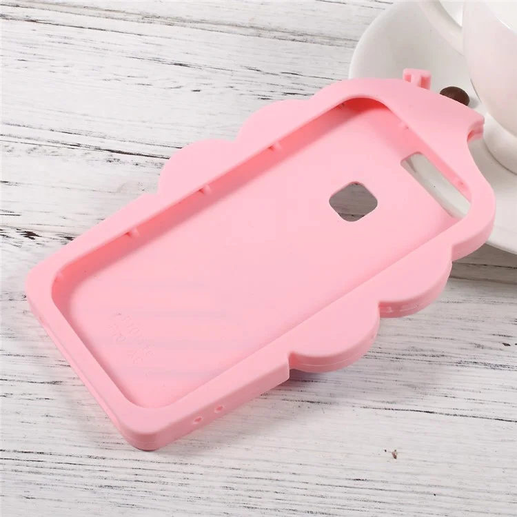 3D Cherry Ice Cream Soft Silicone Mobile Cover for Huawei P10 - Pink