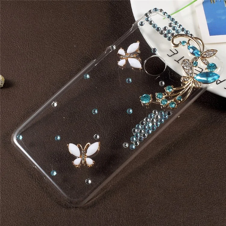 Rhinestone Decorated Butterfly PC Hard Back Case for Huawei P8 Lite (2017) / Honor 8 Lite - Blue