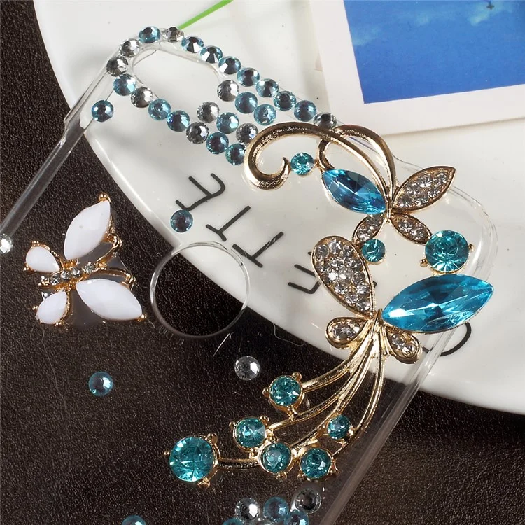 Rhinestone Decorated Butterfly PC Hard Back Case for Huawei P8 Lite (2017) / Honor 8 Lite - Blue