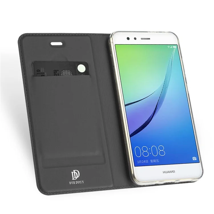 DUX DUCIS Skin Pro Series Leather Card Holder Case for Huawei P10 Lite - Grey