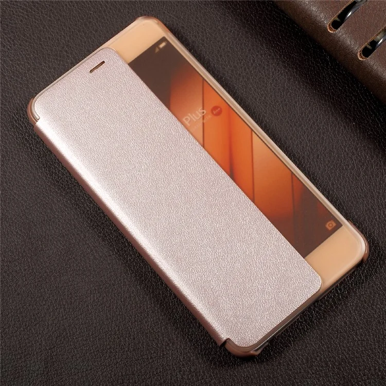 Side View Window Auto Wake / Sleep PU Leather + PC Back Folio Cover for Huawei P10 - Rose Gold