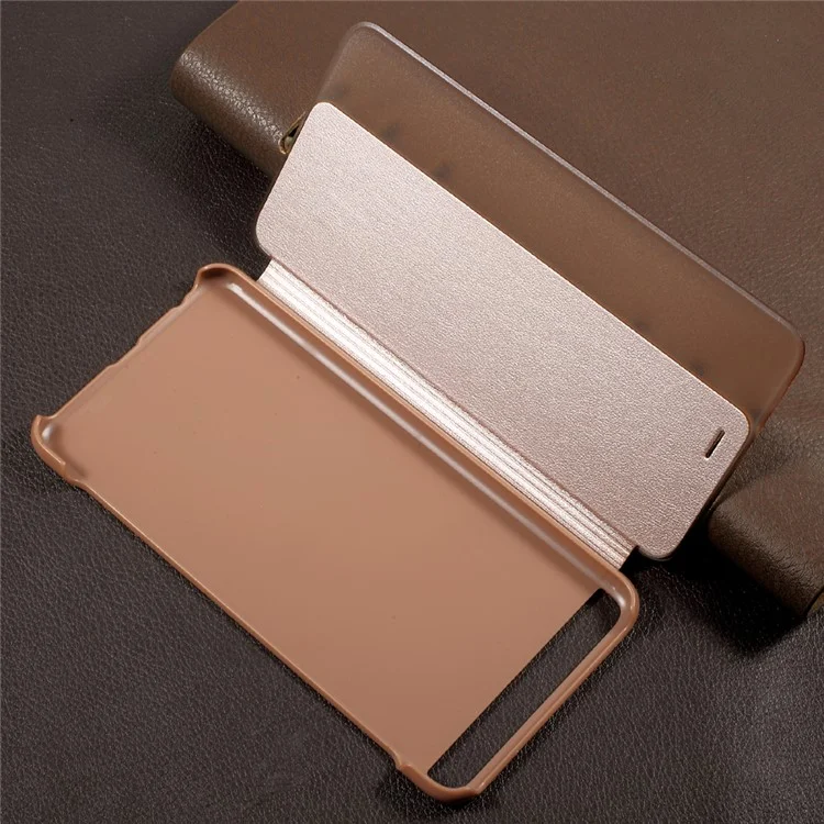 Side View Window Auto Wake / Sleep PU Leather + PC Back Folio Cover for Huawei P10 - Rose Gold