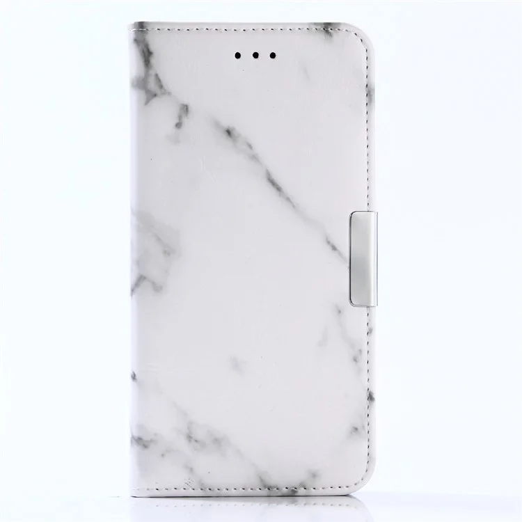 For Huawei P10 Lite Marble Pattern Stand Leather Wallet Cover Case - White