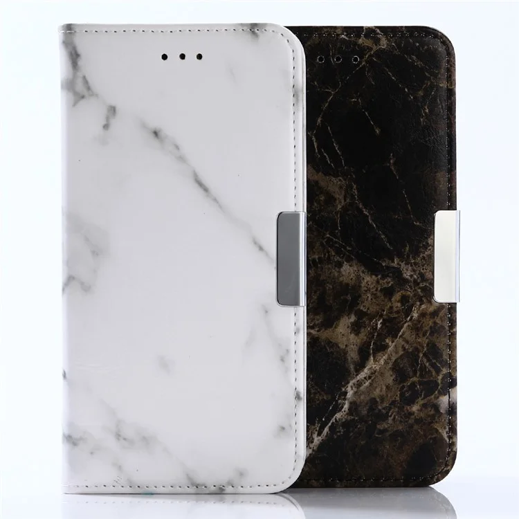 For Huawei P10 Lite Marble Pattern Stand Leather Wallet Cover Case - White