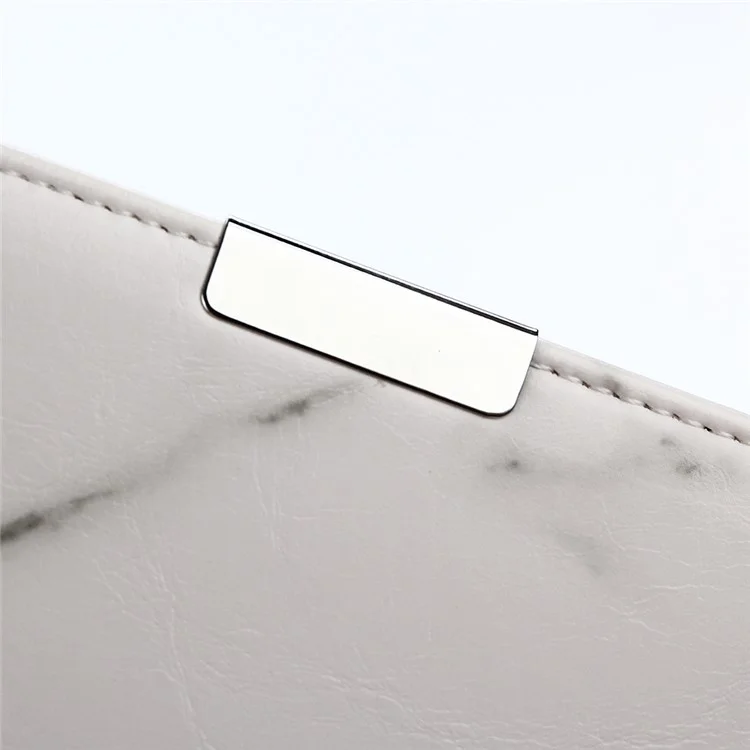 For Huawei P10 Lite Marble Pattern Stand Leather Wallet Cover Case - White