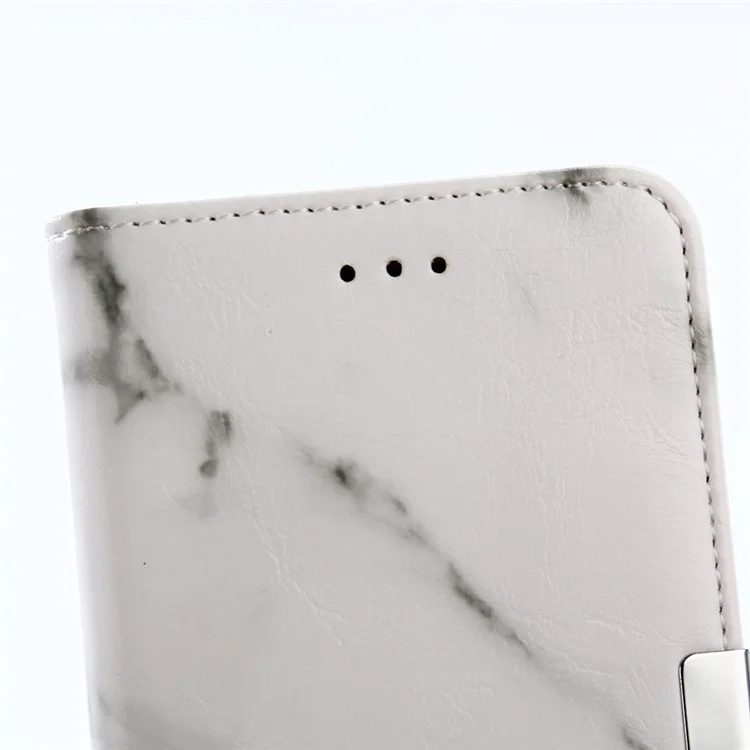 For Huawei P10 Lite Marble Pattern Stand Leather Wallet Cover Case - White