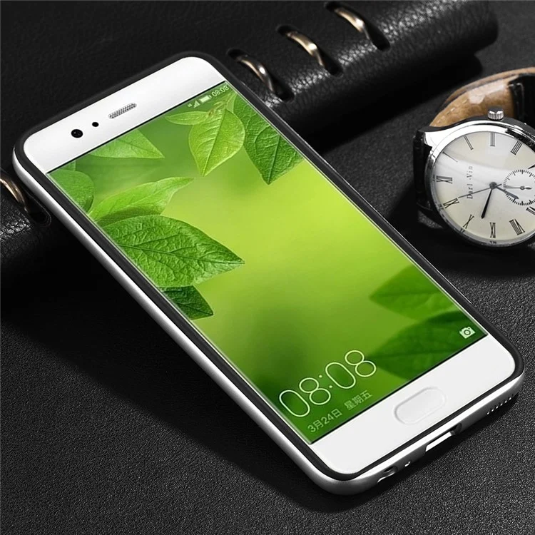 Carbon Fiber PC TPU Hybrid Case Mobile Phone Accessory for Huawei P10 - Silver