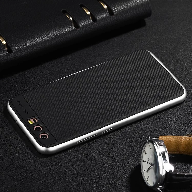 Carbon Fiber PC TPU Hybrid Case Mobile Phone Accessory for Huawei P10 - Silver