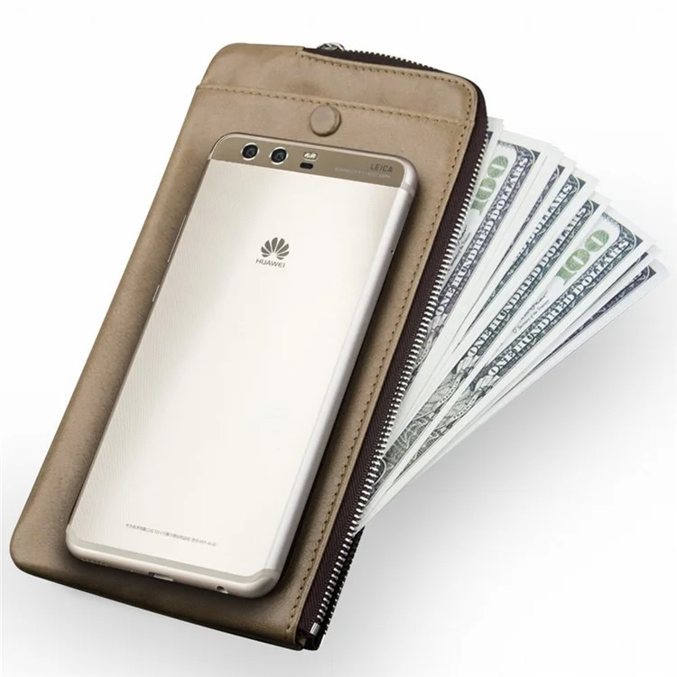 QIALINO Genuine Leather wallet Protective Phone Cover for Huaiwei P10 Plus - Khaki
