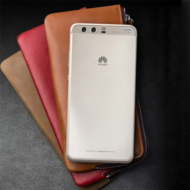 QIALINO Genuine Leather wallet Protective Phone Cover for Huaiwei P10 Plus - Khaki