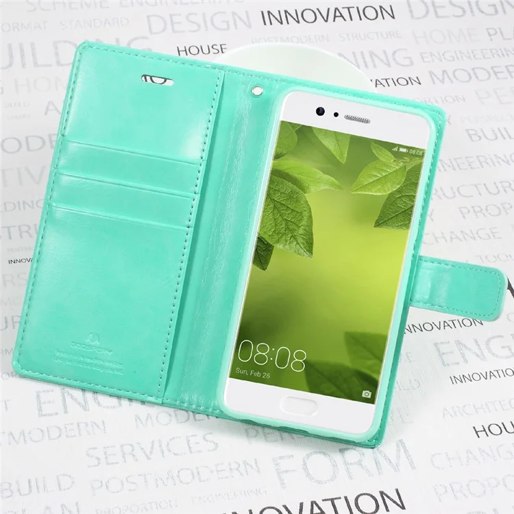 MERCURY GOOSPERY Blue Moon Wallet Leather Case for Huawei P10 Plus - Cyan