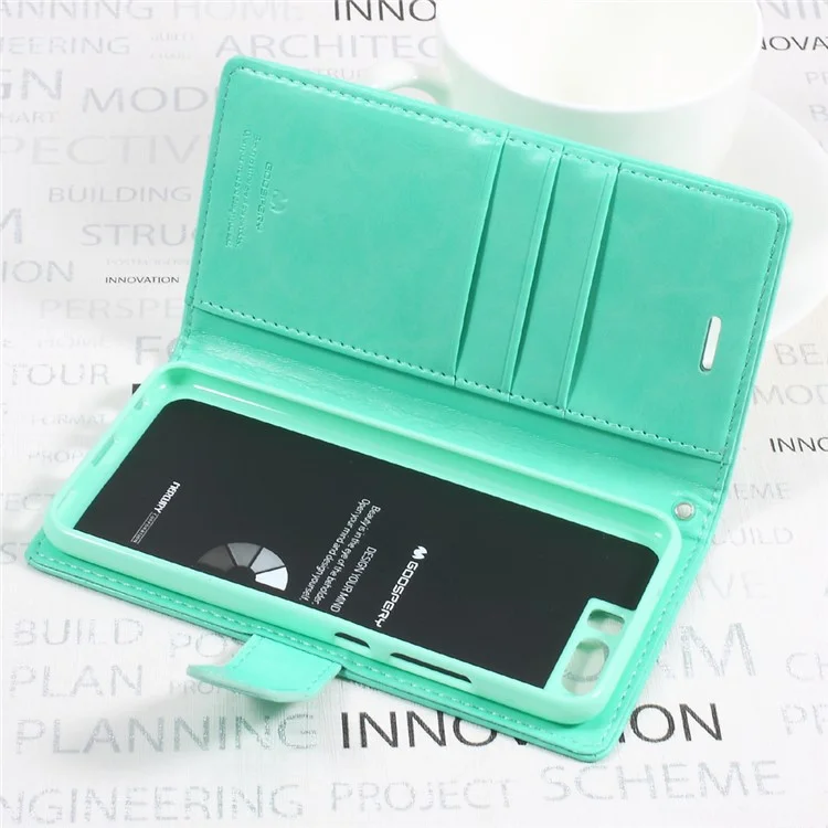 MERCURY GOOSPERY Blue Moon Wallet Leather Case for Huawei P10 Plus - Cyan