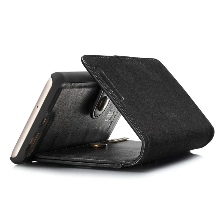 DG.MING for Huawei P10 Plus Detachable 2-in-1 Split Leather Wallet Case Cover - Black