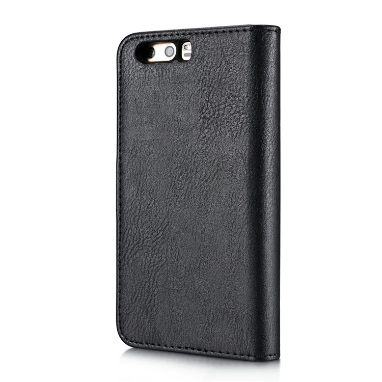DG.MING for Huawei P10 Plus Detachable 2-in-1 Split Leather Wallet Case Cover - Black