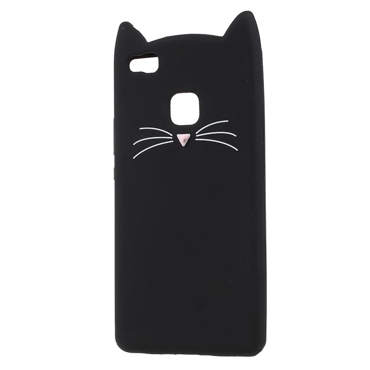 Lovely 3D Moustache Cat Soft Silicone Back Case for Huawei P9 Lite/G9 Lite - Black