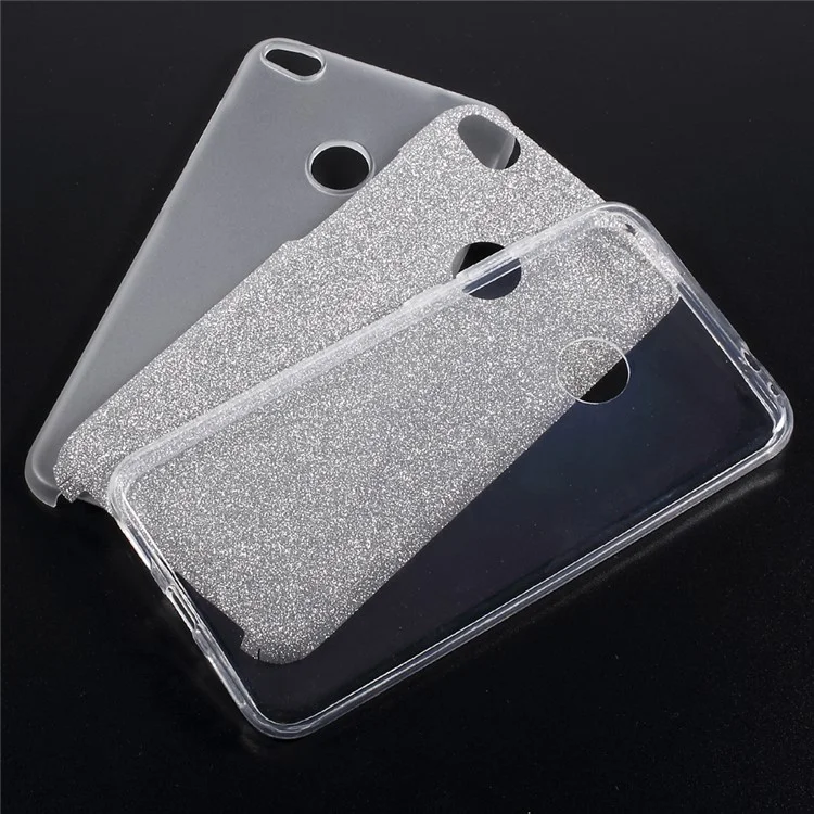 Glittery TPU + PC Hybrid Back Case for Huawei P8 Lite (2017) / Honor 8 Lite - Silver