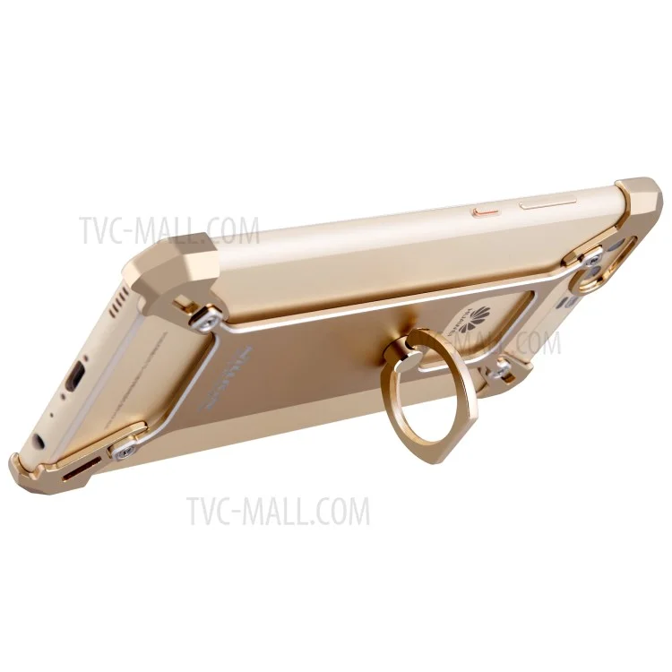 Cubierta de Metal de Nillkin Barde Para el Marco de Parachoques Huawei P10 Con Soporte de Anillo de Patada - Oro