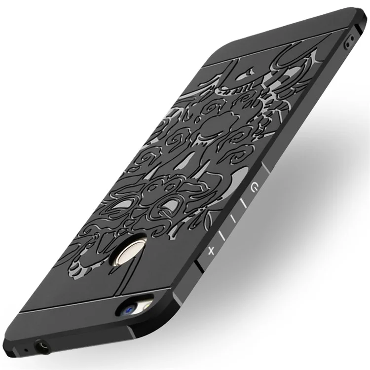All-wrapped Drop-proof TPU Phone Case Accessory for Huawei P8 Lite (2017) / Honor 8 Lite - Dragon / Black