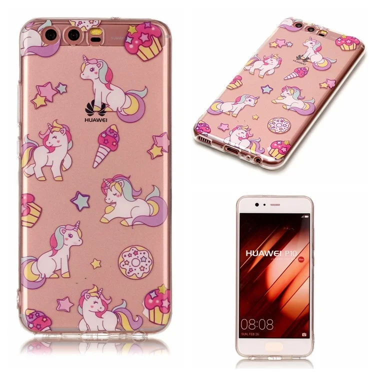 Pattern Printing IMD TPU Gel Case for Huawei P10 - Unicorn and Star
