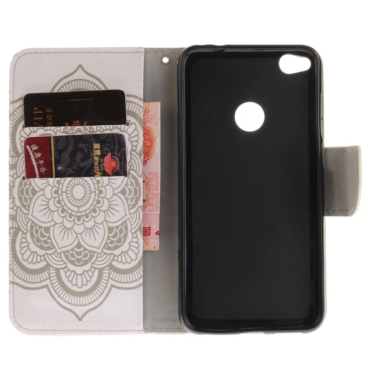 Pattern Printing Leather Wallet Case Cover for Huawei P8 Lite (2017) / Honor 8 Lite - Mandala Flowers