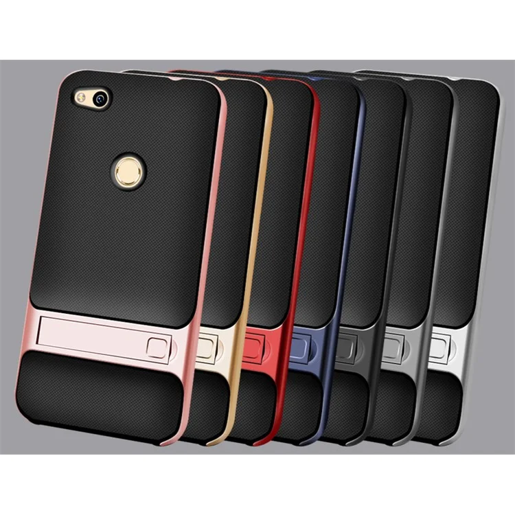ELEGANCE Grid Pattern TPU + PC Mobile Casing with Kickstand for Huawei P8 Lite (2017) / Honor 8 Lite - Black