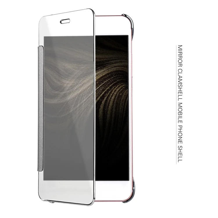 Plating Mirror Surface PC Leather Cellphone Cover for Huawei P10 - Silver