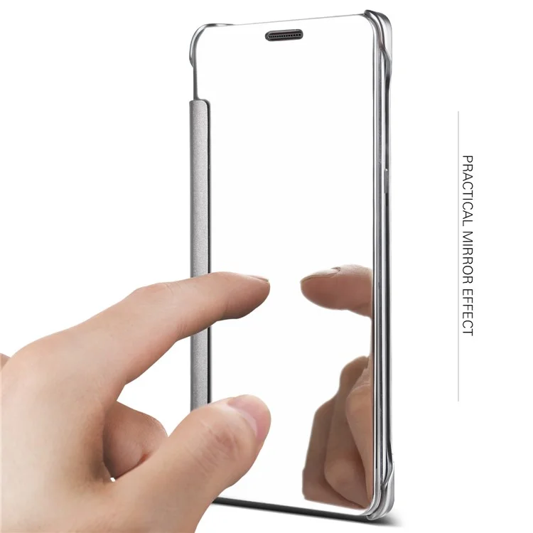 Plating Mirror Surface PC Leather Cellphone Cover for Huawei P10 - Silver