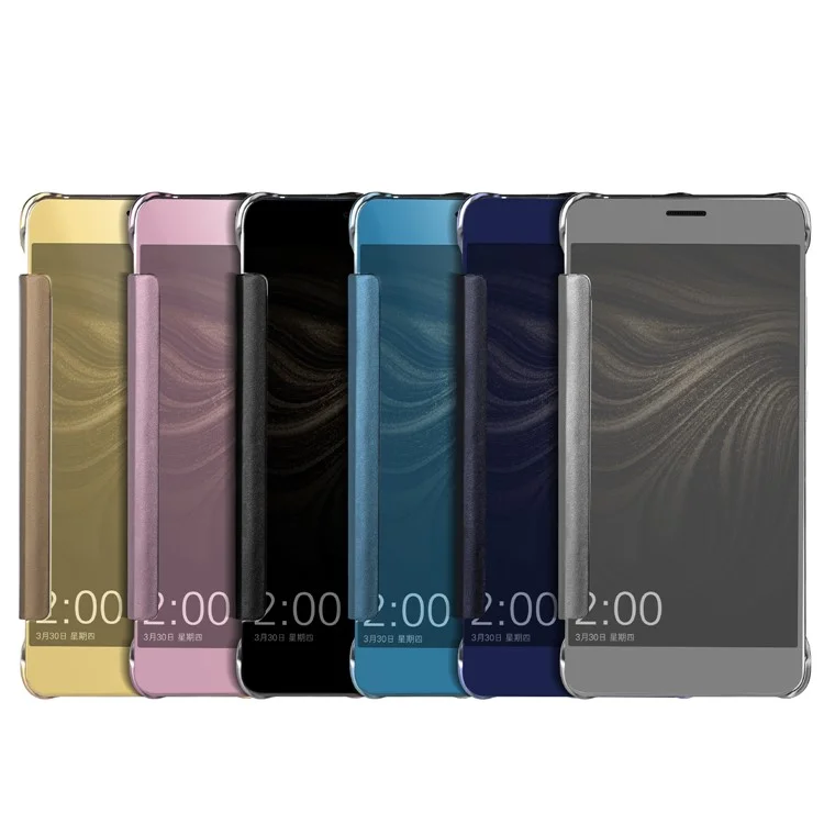 Plating Mirror Surface PC Leather Cellphone Cover for Huawei P10 - Silver
