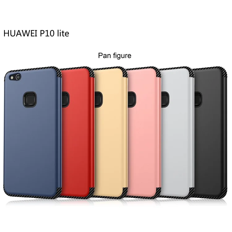 Carbon Fiber Texture Matte Anti-fingerprint  Hybrid Mobile Phone Case PC TPU 2-in-1 Back Case for Huawei P10 Lite - Silver