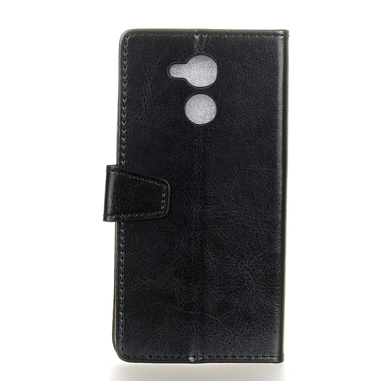 Crazy Horse Leather Wallet Stand Case for Huawei Nova Smart - Black