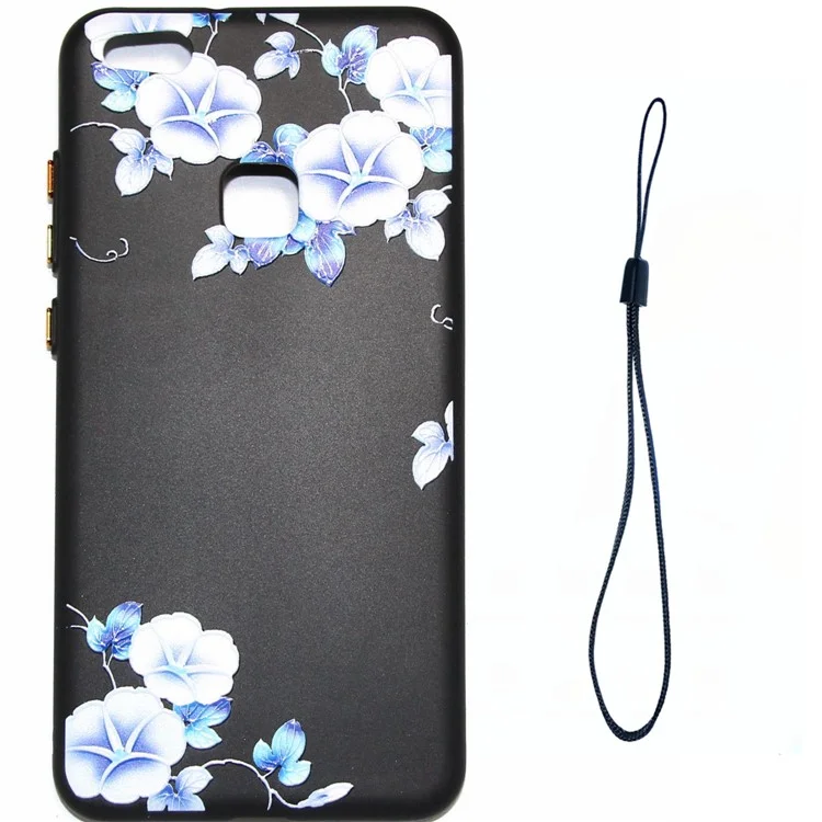 Embossed Pattern Printing Rubberized TPU Mobile Phone Shell with Strap for Huawei P10 Lite - Morning Glory