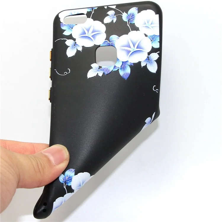 Embossed Pattern Printing Rubberized TPU Mobile Phone Shell with Strap for Huawei P10 Lite - Morning Glory